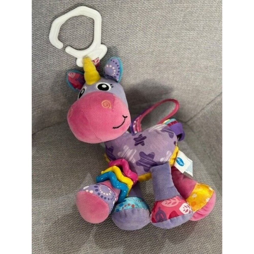 Play Gro Grow Unicorn Clip Activity Toy Crinkle Rattle Plush Baby hang mirror